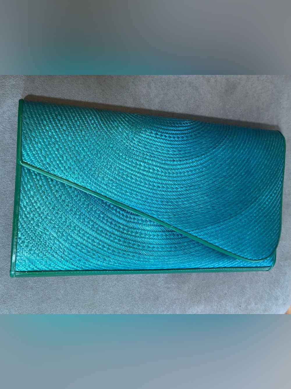 Vintage Cora Jacobs Woven Envelope Clutch with Leather Trim